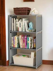Librero Y Mueble Organizador Estante Para Libros 3 Cubos - Gris - Ver 1