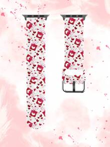 1入粉紅心形禮物印花白色tpu手錶帶,適用於38/40/41/42/44/45/49mm蘋果手錶 Ultra/se/8/7/6/5/4/3/2/1 - 彩色 - 查看 1