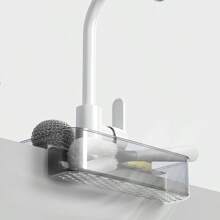 1入組廚房收納盒,水槽排水架,水龍頭海棉布架 - 白色 - 查看 5