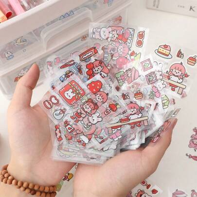 100 st. Inte Fantastisk Små Mönster Tecknad Film Klistermärken Uppsättningar För Dagbok , Telefonfall , Laptop    , Bagage , Husdjur Vattentät Barns Presenter Med Presentbox