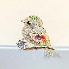 1 件高端喜鵲形狀胸針,帶防脫落扣,獨特的西裝別針配件 - 金色 - 查看 2