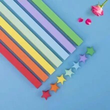 540pcs Children's Origami Material With Colorful Starry Paper Strips, Rhinestone Stickers And Twinkle Star Elements, Suitable For Handcrafts And Occasions Like Thanksgiving, Qixi Festival, Teacher's Day - Multicolor - View 2