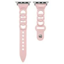 1支高端皮革手錶帶,適用於apple Watch最新系列s9、s8、s7、s6、s5、s4、se,透氣創意皮革錶帶 - 棕色 - 查看 3