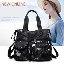 1入組大容量印花星空尼龍休閒手提袋和斜跨包。多袋女士護士手提包肩背包,工作旅行哥德式旅行包 - 黑色 - 查看 11