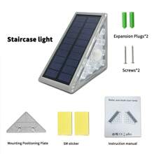 2 piezas Luces LED solares con sensor de movimiento para escaleras, luz cálida blanca a prueba de agua para escaleras, iluminación exterior para jardín, patio y senderos - color cálido - Ver 10