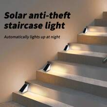 2 piezas Luces LED solares con sensor de movimiento para escaleras, luz cálida blanca a prueba de agua para escaleras, iluminación exterior para jardín, patio y senderos - color cálido - Ver 3