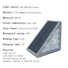 2 piezas Luces LED solares con sensor de movimiento para escaleras, luz cálida blanca a prueba de agua para escaleras, iluminación exterior para jardín, patio y senderos - color cálido - Ver 8