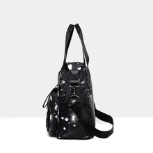 1入組大容量印花星空尼龍休閒手提袋和斜跨包。多袋女士護士手提包肩背包,工作旅行哥德式旅行包 - 黑色 - 查看 7