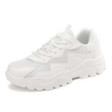 Women'S Sports Shoes, Soft Bottom Lightweight Running Shoes, Casual Shoes, Autumn Collection, 2023 New Style, Anti-Slip, Fashionable, With Thick Sole, Sneakers For Women, White Sneakers, Sports Shoes, Breathable, With Soft Sole, Jump Rope Shoes For Women, Autumn Collection, Breathable Mesh Running Shoes, Waterproof Running Shoes For Women With Shock Absorption, Leather Face Casual Shoes, Women'S ShoesWomen'S Athletic Shoes Spring/Autumn Models Waterproof Leather Running Shoes Ultralight Soft Sol - White - View 12