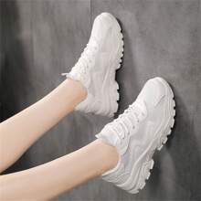 Women'S Sports Shoes, Soft Bottom Lightweight Running Shoes, Casual Shoes, Autumn Collection, 2023 New Style, Anti-Slip, Fashionable, With Thick Sole, Sneakers For Women, White Sneakers, Sports Shoes, Breathable, With Soft Sole, Jump Rope Shoes For Women, Autumn Collection, Breathable Mesh Running Shoes, Waterproof Running Shoes For Women With Shock Absorption, Leather Face Casual Shoes, Women'S ShoesWomen'S Athletic Shoes Spring/Autumn Models Waterproof Leather Running Shoes Ultralight Soft Sol - White - View 11