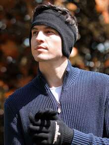 新款冬季滑雪耳套男款戶外運動騎行防風雙層保暖頭戴耳套 - 黑色 - 查看 4