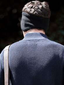 新款冬季滑雪耳套男款戶外運動騎行防風雙層保暖頭戴耳套 - 黑色 - 查看 3