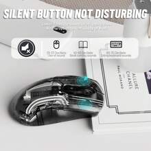 全透明設計無線遊戲滑鼠,雙模式 2.4g/bt,3d Rgb 背光,人體工學靜音滑鼠,7 個按鈕,可充電無線電腦滑鼠,適用於筆記型電腦、pc - 黑色 - 查看 7