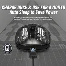 全透明設計無線遊戲滑鼠,雙模式 2.4g/bt,3d Rgb 背光,人體工學靜音滑鼠,7 個按鈕,可充電無線電腦滑鼠,適用於筆記型電腦、pc - 黑色 - 查看 5