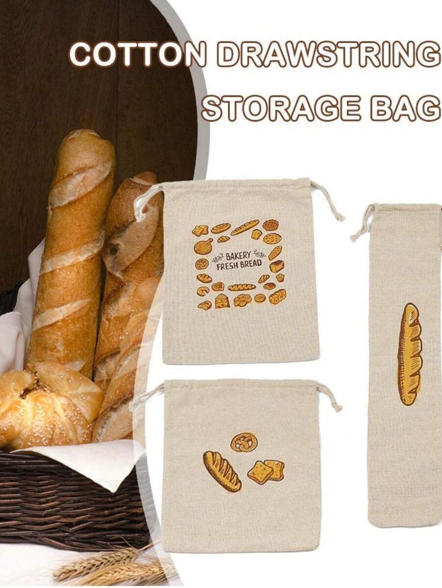 1Pc Linen Bread Bags Reusable Bread Storage Bags- Unbleached Drawstring Bags For Breads Natural Storage For Artisan Bread Bakery Baking Food Bags Pastry Flax Vertical Section Wedding Party Gift Bags - Yellow - View 1