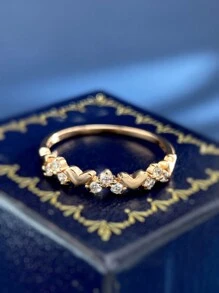 1 Miếng Lãng mạn Trang trí trái tim Nhẫn Quý cô Đồ trang sức Đối với phụ nữ S925 Bạc nguyên chất Nhẫn Hứa Tốt Đồ trang sức Qủa tặng Dành cho Cô gái Bữa tiệc vũ hội Đối với lovers' Nhẫn - Hoa hồng vàng - Xem 6