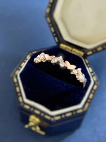 1 Miếng Lãng mạn Trang trí trái tim Nhẫn Quý cô Đồ trang sức Đối với phụ nữ S925 Bạc nguyên chất Nhẫn Hứa Tốt Đồ trang sức Qủa tặng Dành cho Cô gái Bữa tiệc vũ hội Đối với lovers' Nhẫn - Hoa hồng vàng - Xem 2