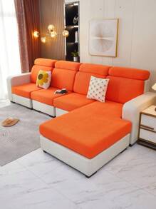 1入組玉米粒圖案素色沙發套，現代風格彈性全包防污防塵沙發墊套，適合客廳沙發 - 橘色 - 查看 9