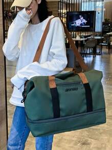 旅行收納行李袋，拉鍊輕量組織袋，運動旅行斜背手提包 - 綠色 - 查看 5
