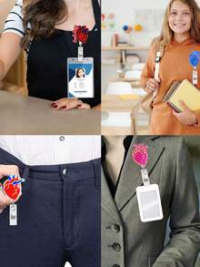 1入組心形閃粉易拉扣醫生護士徽章夾伸縮儀錶板卡 - 彩色 - 查看 4