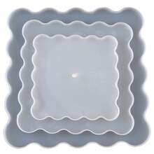 3 Tier Asymmetrical Wavy Square Round Serving Tray Platter Display Stand Coaster Tableware Cake Stand Silicone Mold