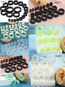 20PCS Piercing Tunnel Set Black Soft/Hard Silicone Ear Gauges Flesh Ear Plugs 6mm-24/25mm Flexible Ear Stretching Gauge Expander mix 10 size - silicone ear tunnels - View 2