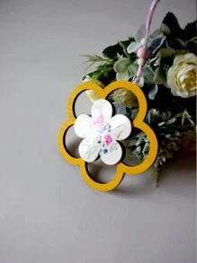 1入黃色木珠和花紋裝飾掛飾,情人節浪漫禮物、創意家庭派對裝飾的理想選擇 - 黃色 - 查看 4