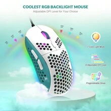 ATTACK SHARK * ZIYOU LANG RK-T8PR0 Wired 65% Mechanical Gaming Keyboard And Mouse Combo With RGB LED Backlight, Anti-Ghosting, TKL Mini 68 Keys, Braided C-To-C Cable, Tactile Blue Switches Compatible With PS4 PC Gamers - Aqua & blue switch - View 3