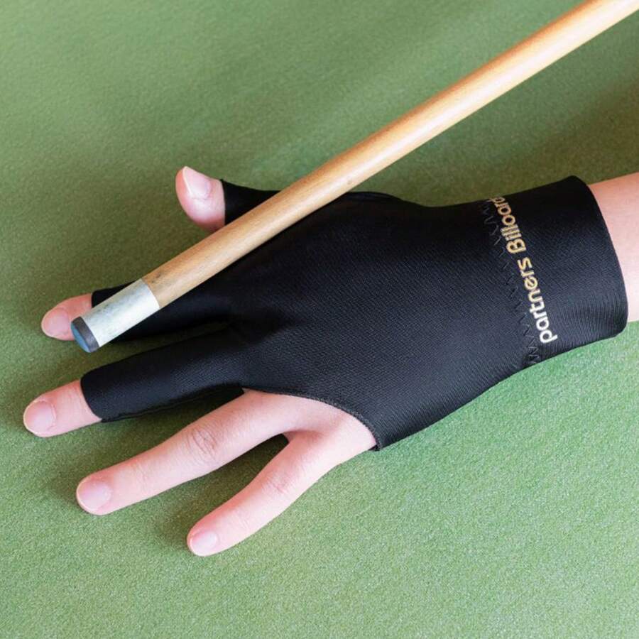 1 件字母圖案半指戶外防滑左手手套適合撞球和遊戲 - 黑色 - 查看 1