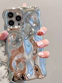 電鍍波浪邊緣和褶皺的手機殼 - 銀色 - 查看 3