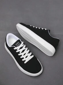 Nam Mặt trước Lace-up Đúng mốt Toàn trận Giải trí Giày dép , Cổ điển Đen & Trắng Tương phản Màu sắc Nhẹ Thoải mái Giày thể thao Với Phong cách tối giản , Giày Chạy bộ - Đen và trắng - Xem 7