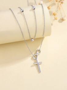 1件時尚高端925純銀雙層y型十字頸鏈,適合女性日常穿著、正式場合,時尚簡約舒適,節日派對、感恩節,送給至愛的禮物 - WMX16312N - 查看 3