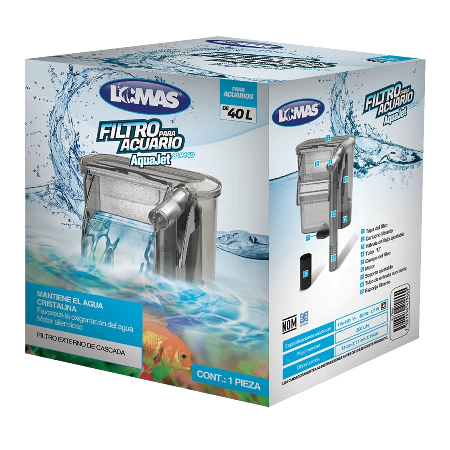 Lomas Aquajet Slim External Filter For Fish Tank With 40 Liter Capacity - Black - View 1
