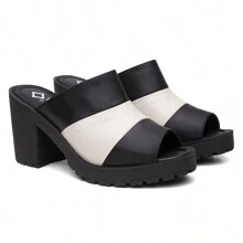 Women Heeled Sandals - Đen và trắng - Xem 6