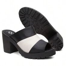 Women Heeled Sandals - Đen và trắng - Xem 7