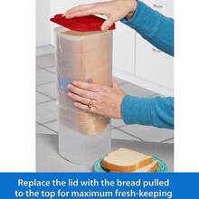 1pc Bread Box For Storage And Preservation Of Loaves, Toast, Sandwiches, Bread Dispenser, Fresh Bread Keeper Container - Red - View 3
