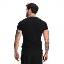 BOY LONDON Playera Negra para Hombre con Estampado Letras Foil Dorado - Negro - Ver 2