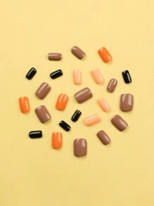 Làm đẹp diện mạo của bạn - 24 cái/bộ Móng tay giả hình vuông ngắn thiết kế trơn có thể tái sử dụng để đeo hàng ngày hoặc dịp đặc biệt - Nhiều màu - Xem 3