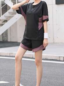 5入組大學風瑜珈服裝,戶外健身跑步防曬運動套裝,長袖和長褲 - 紫羅蘭色 - 查看 3