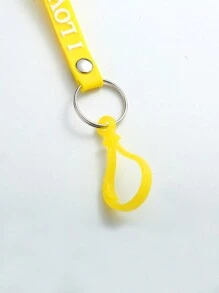 1只創意矽膠卡通字母彩色鑰匙扣,附掛繩適用於情侶,簡約風格 - 黃色 - 查看 9