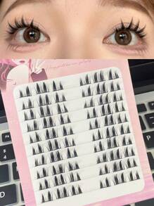 60 Clusters Individual False Eyelashes, 10 Rows, Super Soft & Fluffy, Lightweight And Reusable, Perfect For Daily Life And Work, Portable And Easy To Apply - Black - View 1