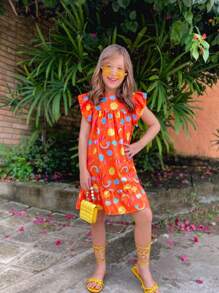 Tween Girls Dresses - trái cam - Xem 2