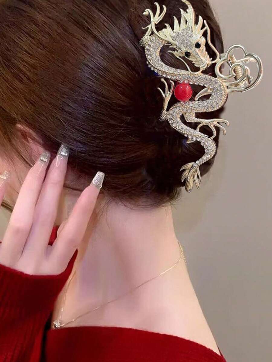 1 chiếc kẹp tóc kim loại cỡ lớn dành cho nữ, kẹp tóc hàm lớn dùng để búi tóc, kẹp tóc cài đầu, phụ kiện tóc mùa thu đông cho nữ, thích hợp cho trang phục đi nghỉ mát, mùa hè, đi biển. - Vàng - Xem 1