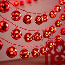 1pc 1.5m/10 Led Chinese New Year Five Blessings Decorative Lights, Battery Operated (2 X Aa Batteries Required) - Red - View 6