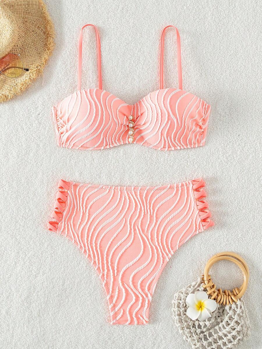 Women Bikini Sets - Màu Cam san hô - Xem 1