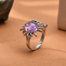 1pc Natural Crystal & Stone Sun & Moon Open Ring For Women - Multicolor - View 14