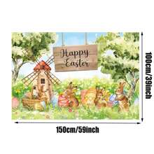 1 件復活節彩蛋兔子背景布 59*39 吋適合攝影、裝飾、客廳、工作室、背景 - 彩色 - 查看 4