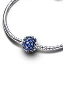 閃亮的鑽石飾圓形垂墜吊墜在純銀上,可拼裝diy手鏈,絕佳禮物送給女士生日,紀念日和派對等場合 - 銀色 - 查看 5