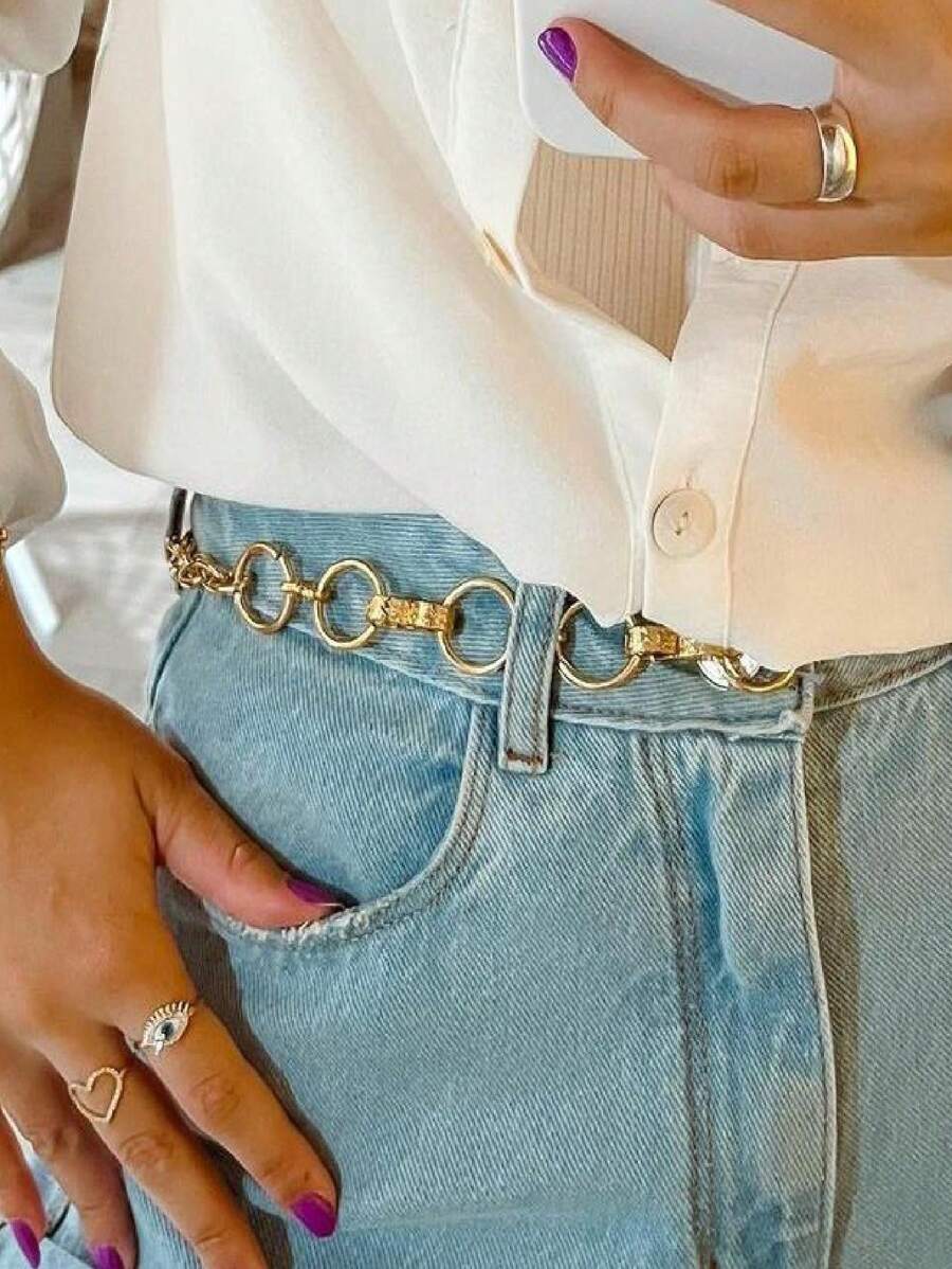 Fahion 女士腰帶 Street 女士夏季禮物 - 金色 - 查看 1