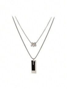 1 件雙層高級毛衣鏈秋冬飾品女式長不鏽鋼項鍊適合日常配戴及節慶送禮 - 銀色 - 查看 13